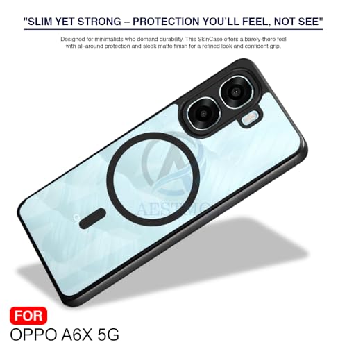 Image of AESTMO Oppo A6S 5G / Oppo K14X 5G / Oppo A6X 5G Back Cover | 360 Protection | Crystal Clear Hard Back Transparent | Compatible with MagSafe Accessories (PC+TPU, Black Bumper)