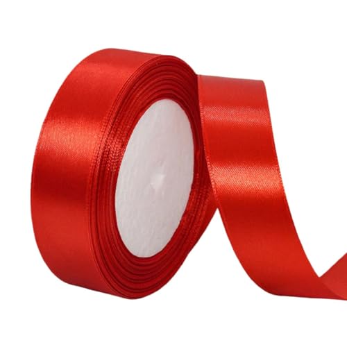 KTENGLEZ 1 Inch Red Satin Ribbon 24 Yards Craft Ribbons Solid Fabric Ribbon Roll for Flower Bouquets Gift Wrapping Wedding Handmade Crafts Party Decoration