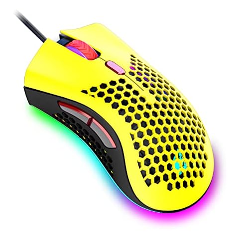 LexonElec Gaming Maus, kabelgebunden, leicht, 10 Chroma RGB Beleuchtung, USB Gaming-Maus & 7 Tasten, programmierbarer Treiber, 12000 DPI, ergonomisch, Ultraleicht, Wabengehäuse für PC-Gamer Cover