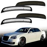 ZDEERAOTO White LED Front & Rear Fender Side Marker Lights Kit for Chrysler 300 2015-2024,Smoked & White Lens Side Bumper Marker Lamps,4pcs (White)