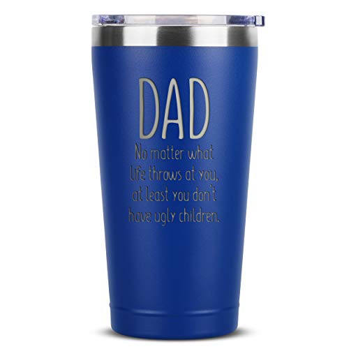 Dad, Ugly Children - 16 oz Blue Insulated Stainless Steel Tumbler w/Lid Mug