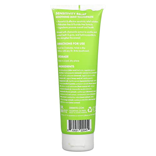 Sensitivity Relief Toothpaste, Soothing Mint, 5 Oz (142 G), Dr. Brite #TOP1