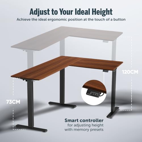 Image of JIN OFFICE Atlas L-Shaped Electric Height Adjustable Desk |Reversible Design L-Shape Adjustable Table | 3 Year Warranty,100 KG Wt. Cap, Memory Presets, Cup Holder|Home Office Sit Stand Ergonomic Desk