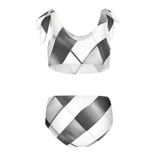 KLL Black and White Stripes Girls 2 Piece Bikini Sets Scoop Neck Beach Swimwear Swimwear2