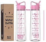 More Water Bottle With Straw, Motivational Time Markings 900ml - Drinking Tracker Bottles - Times to Drink - BPA Free Sports Bottles