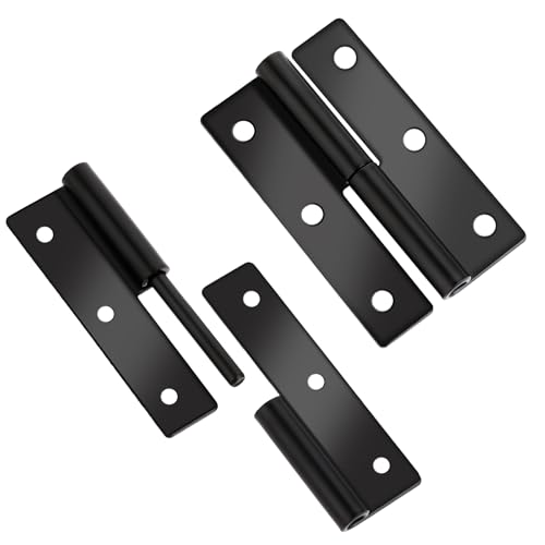 Molain Lot de 2 charnières de porte arrondies noires mates, 6,3 cm, en acier inoxydable,...