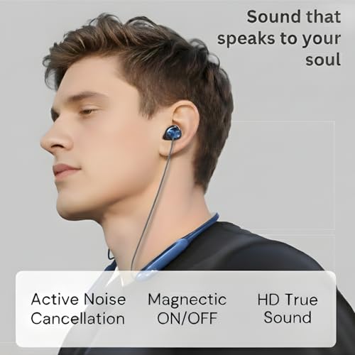 Image of inear Launch DJ-M9 Wireless Neckband Bluetooth Earphones, 50H Playtime, ENC Mic for Clear Calls, Fast Charging, HD Sound with Deep Bass,Magnetic Earbuds, Dual Pairing, Bluetooth 5.4, Earphones | Blue