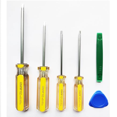Fongmore 4 Pcs Square Head Screwdriver Set Tips SQ0 (2.0 mm) SQ1 (2.5 mm) SQ2 (3.0 mm) SQ3 (3.5 mm) Screwdriver Kit With Magnetic Multifunctional Hand Pry Tool Kit Yellow
