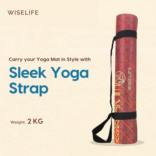 Image of Wiselife Microfiber & Natural Rubber Yoga Mat + Carry Strap | 5MM | Extra Large Extra Wide | Anti skid Anti slip for Yoga & Workout (Marrakesh)