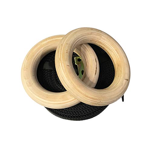 image for FiCool Wood Gymnastics Rings 32mm Olympic Rings 1.25 Inch with Adjusta