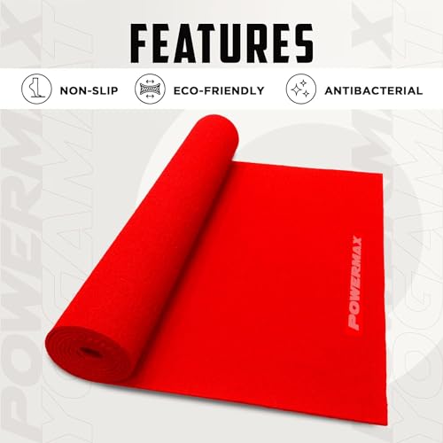 Image of Yoga Mat Gym Workout 4mm Thick, Anti-Slip, Eco-Friendly, Exercise, 4mm Thick, Lifelong Yoga Mat (4MM,) (Red, 4 mm)