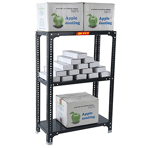Image of SMR Prime CRC Sheet 24 Gauge Multipurpose Slotted Angle Rack with 3 Shelf For Home, Office & Industry - (24X24X12 In, 7 Kg | 16 Gauge Angle-Grey)