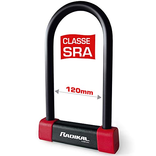 RADIKAL RK120220NR Antivol U Moto Homologué SRA 120X220 Haute Qualité Noir/Rouge