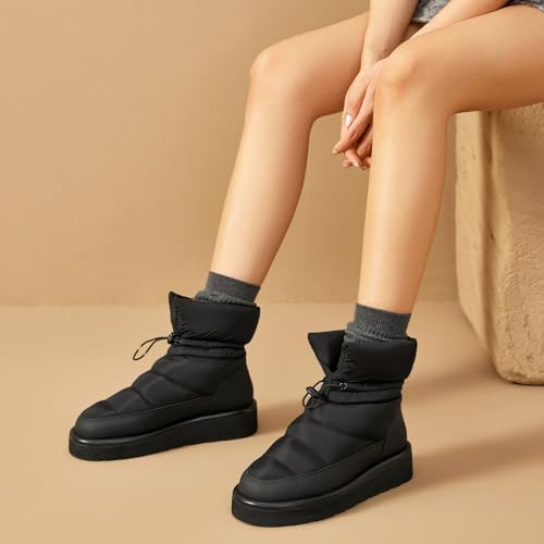 BEAU TODAY Snow Boots for Women, Platform Anti-Slip Winter Ankle Booties,Comfort Wool Round Toe Women Boots, Ladies Comfortable Short Boots Outdoor3