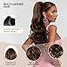 ZQIAN BEAUTY 24 Inch Ponytail Extension, Clip on Ponytails for Women, Long Curly Wavy Ponytail Extensions for Women, Synthetic Layered Pony Tails Hair Extensions (Color: Brown with Blonde Highlights)