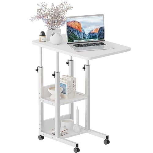Lista de Muebles para Computadora E Impresora los preferidos por los clientes. 44 ECHIGOYA Mesa para Laptop, Escritorio Portátil Minimalista, Escritorio de Computadora Altura Ajustable, Mesa Auxiliar con Ruedas para Sala y Cama, 2 Repisas(Blanco, 60x40 cm)
