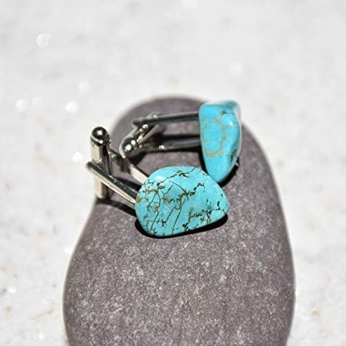 Custom Turquoise Stone Cufflinks - 1 Set - Made to Order