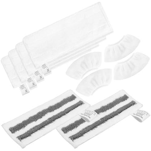 10 Chiffons en Microfibre Compatibles avec Karcher Easyfix SC1 SC2 SC3 SC4 SC5 Nettoyeurs Vapeur, Lingette Remplacement Élimine Efficacement la Saleté et les Rayures, 6 Lingettes + 4 Bonnette à Main