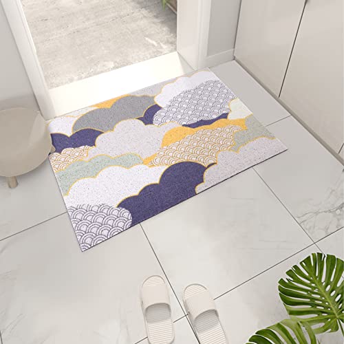 Mtouock Diy Non-Slip Door Mats For Indoor Or Outdoor Use, Easy-Clean Welcome Mats, Low-Profile Doormat For Entryway Mud-Absorbing Door Mat For Yard, Garage, High Traffic Area 35.2*23.4", (Cloud Style) #TOP3
