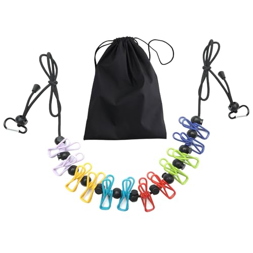 DAWRIS Portable Clothesline,Retractable Clothesline for Travel,Clothing line with 12 Clothes Clips,for Indoor Laundry Drying line,Outdoor Camping Accessories
