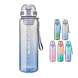 TSQIBU ボトル 水筒 1100ml 大容量 プラスチック超軽量 耐冷耐熱 携帯便利 漏れ防止 BPAフリー 男女兼用 大人 子ども アウトドア スポーツ 登山用 キャンプ ランニング ジム ハイキング 自転車（gray）