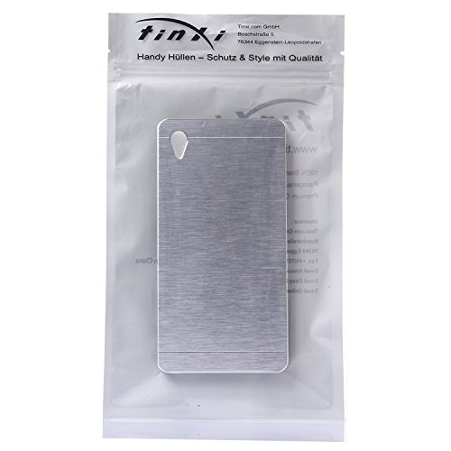 tinxi® Estuche rígido carcasa metal para Sony Xperia M4 Aqua caso protector rozó chapado de metal de aluminio cubierta de la caja con la parte posterior del silicón borde de la cubierta y el casco interior en plata fondo