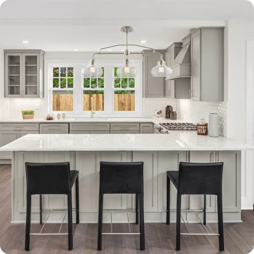 Kira Home Harlow 37.5" Modern Industrial Farmhouse/Schoolhouse 3-Light Island Light With Clear Glass Shades, Adjustable Hanging Height, Brushed Nickel Finish #TOP2
