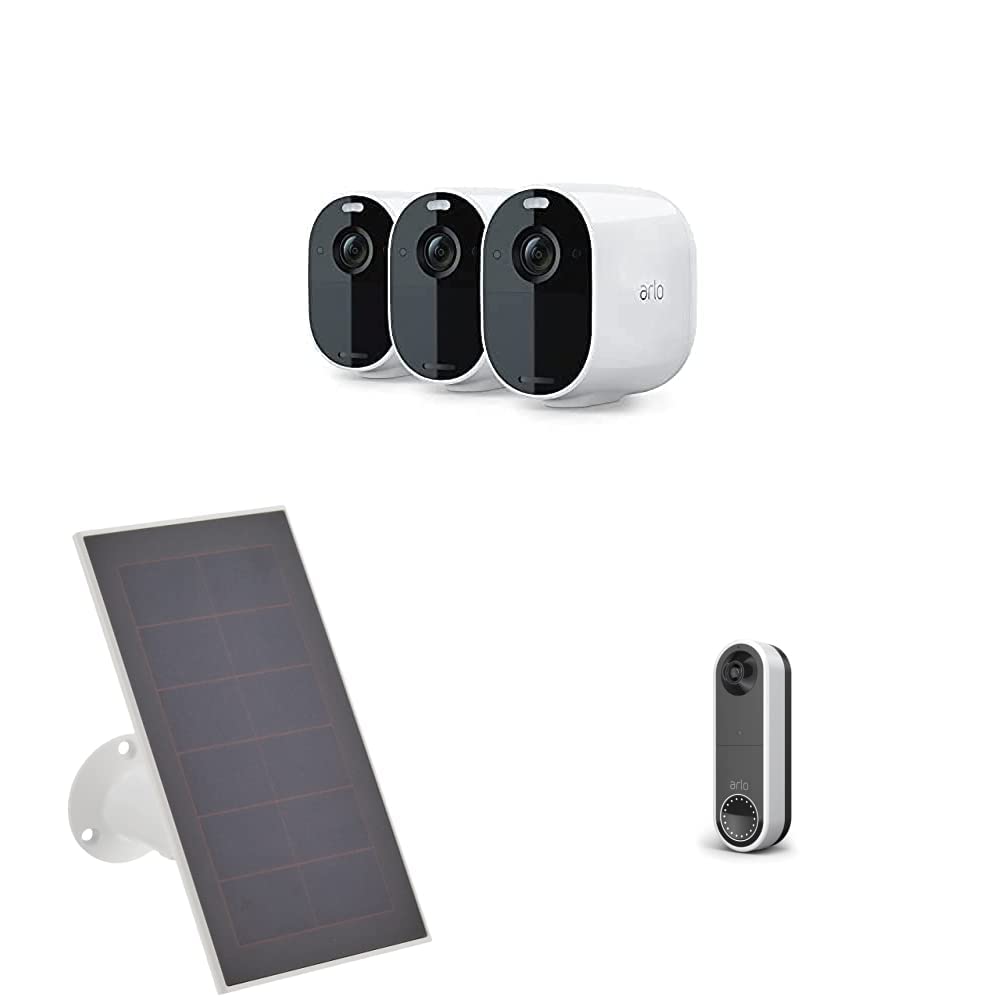 Pack De 3 Caméras De Surveillance Connectées Arlo Essential 2K Exterieure Blanc Et Noir