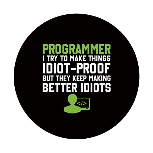 Programming Slogan Software Developer Computer Engineer PopSockets Swappable PopGrip, Black - Image 3