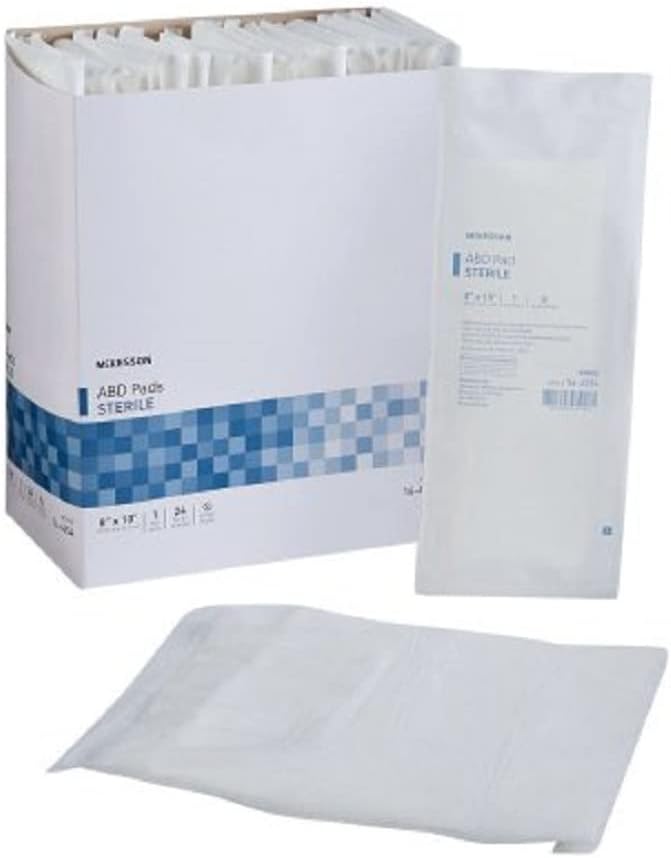 Mckesson White Rectangle Sterile Abdominal Pad 8 X 10 Inch - Pack of 24