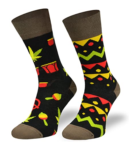 SKIETY Bunte Interessante Socken - Lustige Seltsame Verrückte Baumwollsocken für Frauen Männer - Marihuana - 35-38