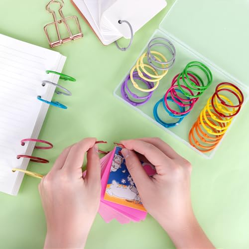 Image of Antner 36PCS Metallic Loose Leaf Binder Rings 1 4 /5 inch Colorful Book Rings, Metal Steel Loose Leaf Rings Keychain Key Rings Index Cards Rings Paper Rings for School Office, 9 Colors