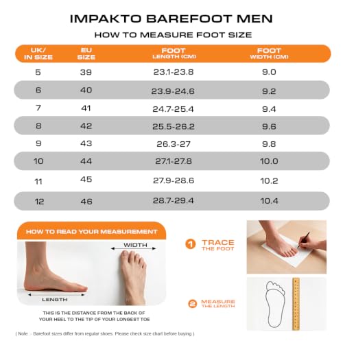 Image of Impakto Outwork Men's Barefoot Shoes | Wide Toe Box Lightweight Shoes for Trainning, Running on Soft Ground & Workout | Minimalist Zero-Drop for Natural Movement | Anti-Skid & Flexible Rubber Sole