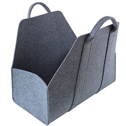 Filztasche Schwarz/ Rot Einkaufstasche Kaminholztasche Kaminholzkorb Filz Transporttasche Auto Organizer Zeitungskorb (Schwarz/ Rot, 1)