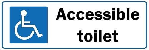 Accessible Toilet Safety Sign (L) - 1mm Plastic Sign (300mm x 100mm)