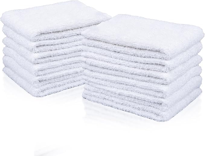 Face Towels/Washcloths Terry Cotton Pack of 12Pcs - 30x30cm -600Gsm | Soft and Absorbent | Premium Quality Perfect for Daily Use | Ideal for Hotel Resort & Spa