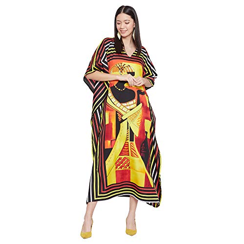 Image of Oussum Plus Size Kaftan Dresses for Women, Polyester Summer Caftan Cover Up Maxi Beach Dress, 1X-3X