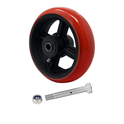 HANDSAMMU 6 inch Caster Wheel, Polyurethane Tread Cast lron Wheels(Crown), Heavy Duty Caster Wheels- 1000 LB Capacity Per Wheels, Widely use for U-Boat Platform Trucks