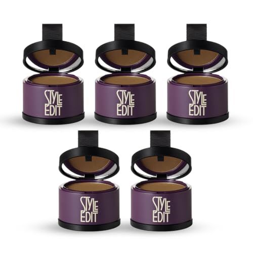 Image of Style Edit Root Touch Up Powder | Temporary Hair Color for Gray Roots and Thinning Hair | Salon-Quality, Transfer-Resistant Hair Concealer | Light Brown, 0.13 oz (Pack of 5)