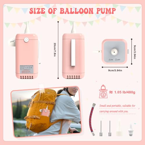 Gonfleur ballon electrique PlusFive rose multi-embouts balles et latex - 2