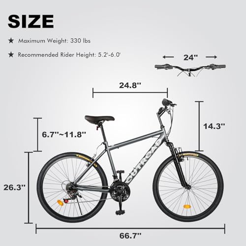 Marknig Hardtail Mountian Bikes With 21 Speeds Drivetrain For Adult/Youth, 26 Inch Mens Womens Mtb With Widened Carbon Steel Frame thumb #5