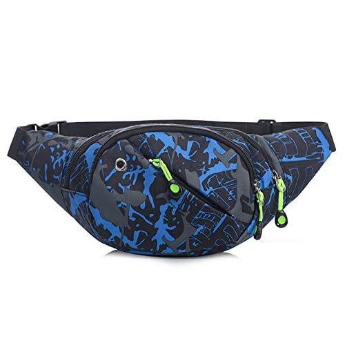 Image of Bum Bag Waist Fanny Pack - Long Keeper Large Fashion Bumbag for Women Men, 4 Pockets Adjustable Waist Bag for Running Hiking Dog Walking Outdoor Colorful Blue