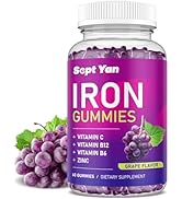 Iron Gummies for Women &amp; Kids - with Vitamin C, B12, B6, Zinc - Blood Builder &amp; Energy - Iron Sup...