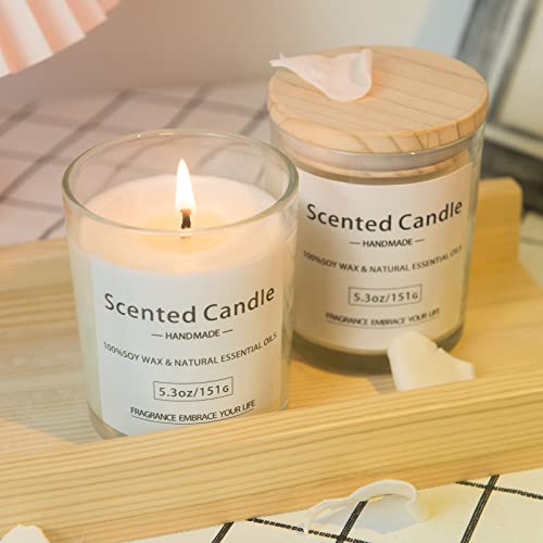 Scented Candles Gift Set For Women: Glass Aromatherapy Can Burn 40 Hours Household Aromatherapy Soy Wax Jar 5.3 Oz Scented For Bathing Yoga Meditation Perfect Birthday Christmas Gifts 2 Pack #TOP5