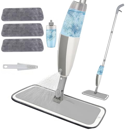 Spray Mop Dry Wet Mop for Floor Cleaning Sweeper Floor Cleaner Flat Mops with Refillable Bottle Sprayer 4 Pcs Reusable Microfiber Pads Lazy Mops for Laminate Hardwood Ceramic Tile Wood Dust