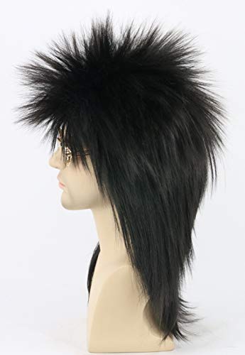 LeMarnia Unisex Adult 80s Mullet Wig Black Halloween Costume Fancy Party Wig, 23.25 inches - Image 3