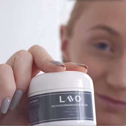 Best Microdrodermabrasion Cream Facial Scrub - Face Exfoliator - Professional Skin Care - Exfoliating Crystals - Use with Cleansing Brush Machine or at Home System Kit - Exfoliant Creme - Blackhead Remover + Pore Minimizer - for Men and Women - by LAVO -