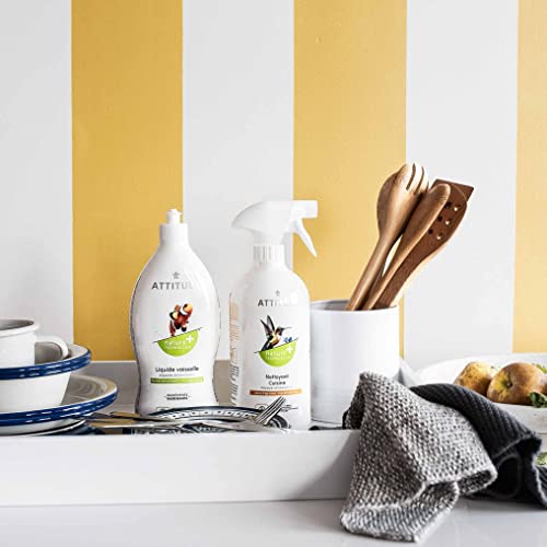 Image of ATTITUDE Liquid Dish Detergent, Plant- and Mineral-Based Ingredients, Effective Dishwashing Soap Formula, Vegan and Cruelty-free, Pink Grapefruit, 33.8 Fl Oz (Pack of 3)