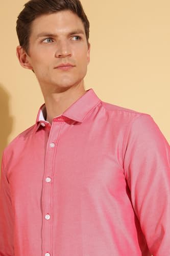 Image of Fyltr Men's Regular Fit Oxford Cotton Blend Shirt - Full Sleeve | Contrast Trim Fabric | Formal Shirts for Men