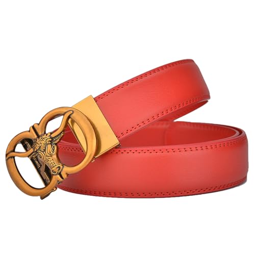 Double Row Stitch Leather Ratchet Belt - 1 3/8
